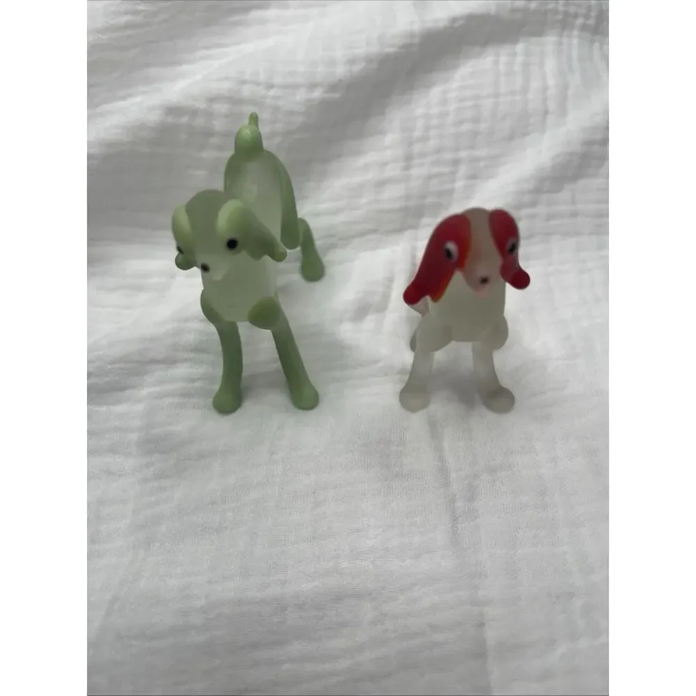 Italy Murano Style Blown Glass Spaniels, Dog Figurines- VINTAGE